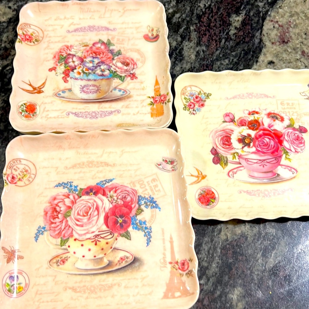 Vintage square plastic tea party tray